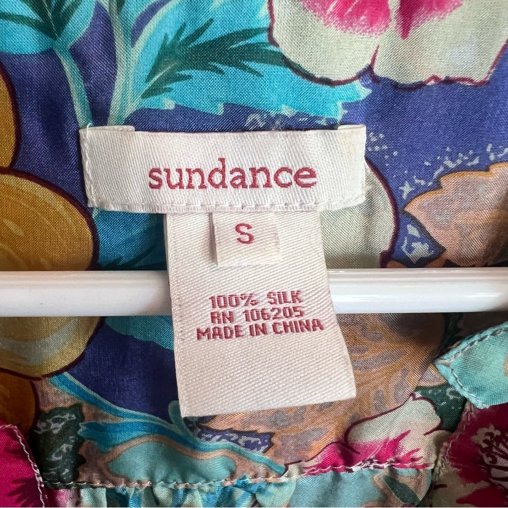 Sundance Printed Floral Silk Blouse Blue S‎ - Picture 2 of 6